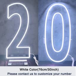Extra-Large LED Neon Numbers Sign 76cm/100cm Stand up & Wall Mounted for Birthday Wedding Celebration Party Decor