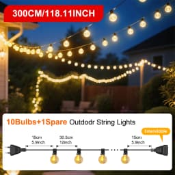 G40 Outdoor String Lights, Waterproof Connectable Shatterproof LED Bulbs, Patio Lights for Indoor Balcony Porch Camping Deck