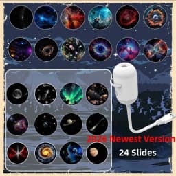24 in 1 USB HD Galaxy Star Projection Lamp Night Sky LED Atmosphere Light Bullet Head Cool White Dimmable 3 Modes Plug Play