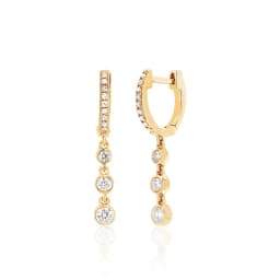 Stainless Steel Gold Color Chain Dangle Drop Earrings for Women Zirconia Pendant Clip Earring Vacation Party Jewelry Accessories