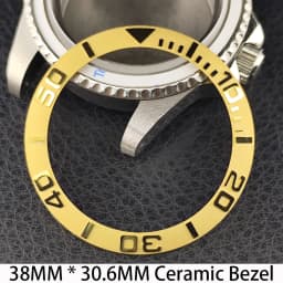 Sloping 38mm * 30.6mm Ceramic/Aluminum Bezel GMT and Diving Watch Insert Fits for 40mm Men's Watch Case Bezel Replacement Insert