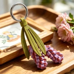 Multi-color Purple Pu Leather Flower Pendant Hanger Lavender Pu Flower Keychain Weave Fashion Bag Charm Car Keyring
