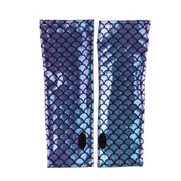 Women Mermaid Costume Fish Scale Pattern Printed Fingerless Long Gloves Arm Sleeves Adult Halloween Cosplay Costume Accessory