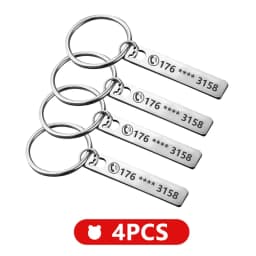 Stainless Steel Anti-lost  Customized Phone Number Key Chain for Women Men Personalized Laser Engraved Names  Bar Key Ring