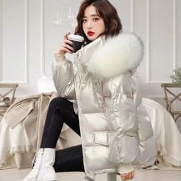 2026 Winter Fashion New Warm Duck Down Jacket Women's Clothes Glossy Fur Collar Thicken Parka Short Down Coat Female Trend