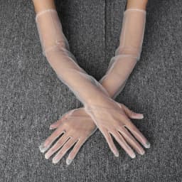 55cm DIY Cosplay Thin Transparent Mesh Long Women Solid Gloves Prom Party Accessories Etiquette Photo Shoot Anime Exhibition