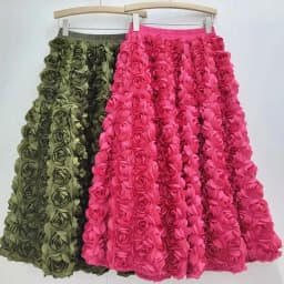 DEAT 2024 Autumn New Versatile Three Dimensional Flower Mid-calf Skirt High Waist Big Swing Fashion A-line Skirts Female 33A2033