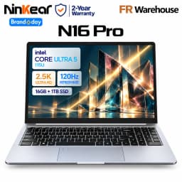 Ninkear N16 Pro AI Laptop Intel Core Ultra 5 115U 16 Inch 2.5K 120Hz Display 16GB LPDDR5 RAM 1TB SSD WiFi 6 Windows 11, 21 TOPS AI NPU Backlit Keyboard for Business Home Office Study and Everyday Multitasking