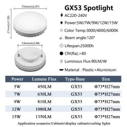 1-10pcs GX53 LED Bulb 5W 7W 9W 12W 15W 220V Reflector Disc Frosted Puck Light Cool Lighting 6000k LedS Lamp Lampara Foco