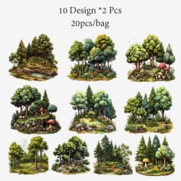 4Style 20Pcs/bag Paper and Ink Mountain Stream Series Sticker Pack for DIY Handbook Notebook Photo Frame Scrapbooking Decoration