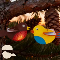 YOMDID 5pcs Unfinished Wooden Ornaments - Blank Wooden Bird Hanging Decorations, Colorful Painted Design (with Hemp Rope)