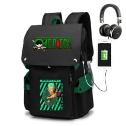 One Piece Zoro Print School Backpack Large Capacity Casual Daypack Travel Bag for Kids Teens