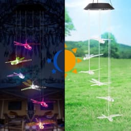Colorful Wind Chimes LED Solar Lights Hummingbird Butterfly Shape Outdoor Yard Garden Decor Window Porch Home Accessories