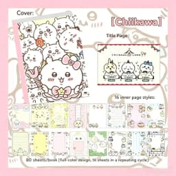 Chiikawa Cute Notebook 80 Sheets, Full Color Kawaii Journal Notepad for Note Taking School Office, Great Gift for Chiikawa Fans