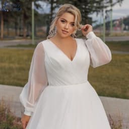 LAYOUT NICEB V-Neck Full Puff Sleeves Bridal Gowns 2024 Backless A-Line Tulle Wedding Dresses Back Lace Up Vestidos De Fiesta