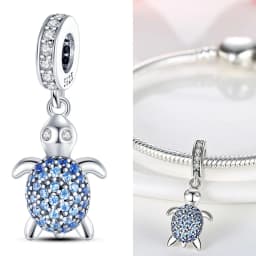 925 Sterling Silver Ocean Series Blue Turtle Starfish Shell Fit Original Bracelet Charms for Women diy Fine Jewelry Gifts