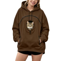 Oversized Hoodie with Pet Pouch Women's Zipper Kangaroo Pocket Sweatshirts for Small Cat & Dog Pet Lover Hoody Hooded Pullover