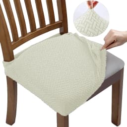 New Durable Jacquard Chair Seat Covers Removable Washable Anti-Dust Stretch Spandex Dining Room Upholstered Chair Cushion Slipco