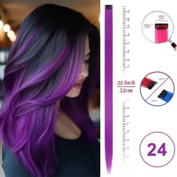 VEYDA Colored Party Highlights Clip in Hair Extensions for Girls 22 Inches Omber Colors Straight Hair Synthetic Hairpieces