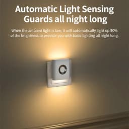 220V Motion Sensor LED Night Light With EU Socket Plug-in Wall Lamp Warm White Ambient Light For Toilet Stairs Bedroom Corridor