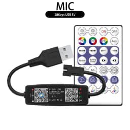WS2812B WS2811 RGB LED Controller Bluetooth Music Built-in MIC 28Keys Remote Control WS2812 Individually Addressable LED Strip