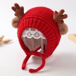 Cute Elk Baby Hat With Ear Winter Christmas Knitted Kids Beanie Outdoor Ear Protection Cap Toddler Boys Girls Warm Ski Hats