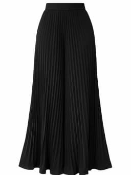 Summer Vacation Loose Fit Lightweight Elegant Dra Long Pants Pleated Wide Leg Pants High Waist Flowy Drapey Casual Trousers
