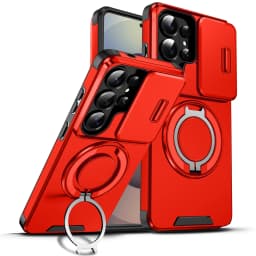 Slide Camera Protection Armor Phone Case For Samsung S26 S25 S24 S23 S22 S21 Plus 5G Ultra Metal Kickstand Magnetic Phone Cover