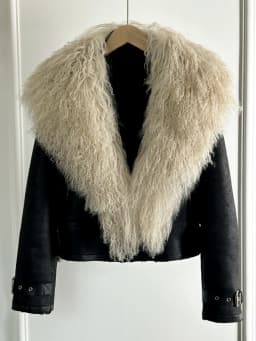 2024 New Winter Warm Mongolia Sheep Fur Collar Faux Leather Jacket Women Warm Suede Lamb Loose Fit Pu Leather Short Casual Coat