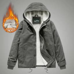 Men's Jacket Hooded Parkas Lamb Fur Lining Men's Winter Jackets Plush Men's Cold Jacket Thickening Motorcycle Jacket
