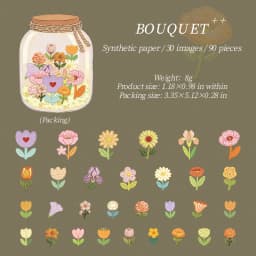 Journal GO Mini Flower Hard Card Sticker Set 90 Sheets of Floral & Plaid Patterns for Journaling Scrapbooking and DIY Crafts