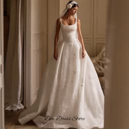 Temperament A-Line Sleeveless Vestido De Novia Customized Appliques Organza Wedding Dress Modern Zipper Back Robe de mariée