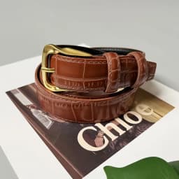 Cowhide Gold-Plated Buckle Belt Original Retro Classic Embossed Ladies Crocodile Belt Versatile Genuine Leather Trend 2.8cm Widt