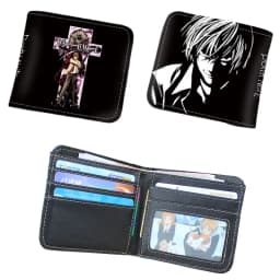 Death Note Anime Black PU Leather Short Wallet with Card Holders Zipper Pocket for Boys Girls Gift