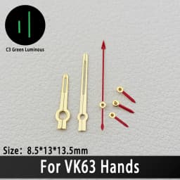 VK63 Hands High Quality VK63 Watch Hands Racing Hands C3 Green Luminous Watch Hands VK 63 Quartz Movement Men's Watches Parts