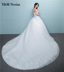 Customized New Luxury Beading Brush Train Lace Up Wedding Dress Sexy Strapless Applique Plus Size Bridal Gown Vestido De Noiva