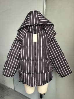 Color-Blocking Stripe Women's Cotton Jacket Zipper Long Sleeve Lace Cuff Stand-Up Collar Female Jacket Loose Casual Coats Ladies