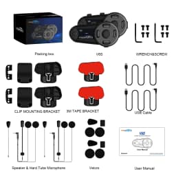 Fodsports V6S Motorcycle Intercom Helmet Bluetooth Headset 6 Riders 1000m Waterproof Wireless Interphone,FM Radio,Share Music