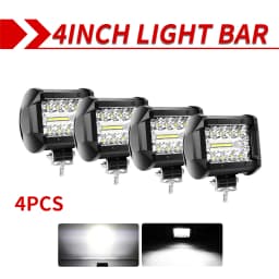 UNISHINE 4pcs 4inch 12v Offroad Spot Flood Combo Work Light LED Light Bar 6000K for Car SUV 4x4 Boat ATV Barra LED Headlights