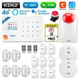 KERUI Security Alarm System Kit W184 4G WIFI GSM Alarm Wireless Home Tuya Smart APP Control Motion Sensor Burglar Support Alexa