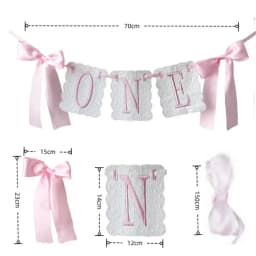 Bowknot One-Year-Old Birthday Cap Embroidery Lace Edge First Birthday Garland Pink Blue Ball Birthday Hat First Birthday