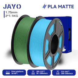 JAYO 2 Rolls 3D PLA Matte Printer Filament 1.75mm Neatly Wound PLA Filament with Matte Finish Print with 99% FDM 3D Printer