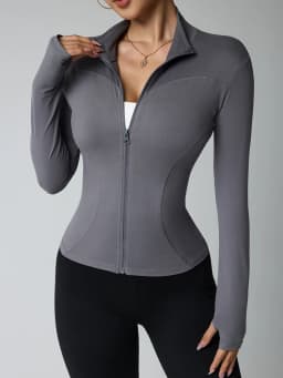 Fitness Jacket, Women's Tight Quick-Drying Top, 2025 Autumn Edition, Long-Sleeved Sun-Protective Stand-Up Collar, Sports Pilates