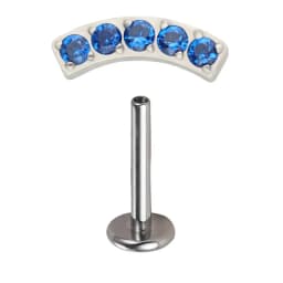 G23 Titanium Ear PIERC Curved Bar Earrings 5 CZ Paved Top Cartilage Threaded Labret Stud Tragus Lip Ring Body Piercing Jewelry
