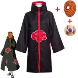 Naruto Akatsuki Tobi Cosplay Full Set: Obito Uchiha Costume with Coat, Mask & Jade Ring – Perfect for Cosplay Events
