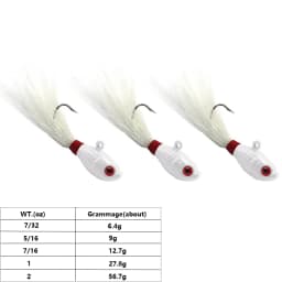 3pcs Bucktail Jigs Head Fishing Lure Hook 3D Eyes Bait Deer Hair Feather Hook Beard Jigging Lure Fishing