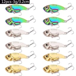 12pcs Fishing Lures Spoon For Pike 3g 7g 10g 15g 20g Treble Hook Spoon Wobble Metal Hard Bait Vib Spoonbait Fishing Tackle Lure