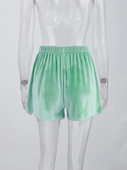 High Street Mint Green Velvet Shorts With Patchwork Lace Trim Paneled Elastic Waist Trousers Women Chic Edgy 2026 Summer Outfits