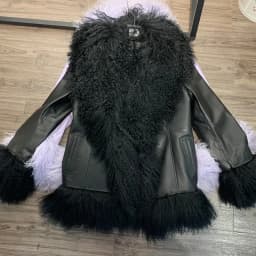 Sheep Collar Coats Women Winter Luxury Mongolian Fur Leather Jackets with Long Sleeve 7251