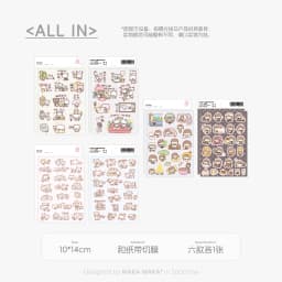 WAKAWAKA Kawaii Diary Stickers 3 Style Options 2 Sheets Washi Paper Special Oil Print Kiss Cut for Journal Scrapbooking Planner